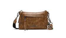 Steve Madden BJONY Crossbody Bag Brown Pecan Faux Leather Logo Chain Strap Purse