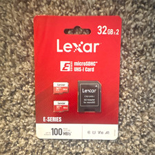Lexar E-Series 32GB microSDHC UHS-I Class 10 Card 2-Pack w/ SD Adapter