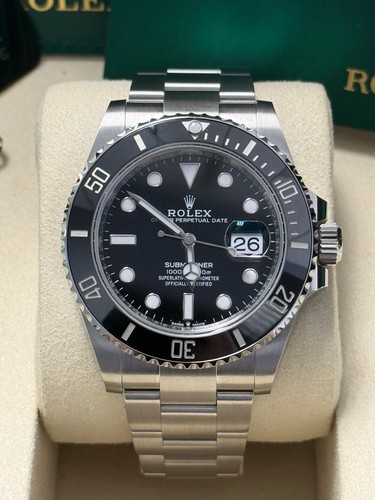 Rolex Submariner 126610LN Silver Oyster Bracelet with Black Bezel New Full Set