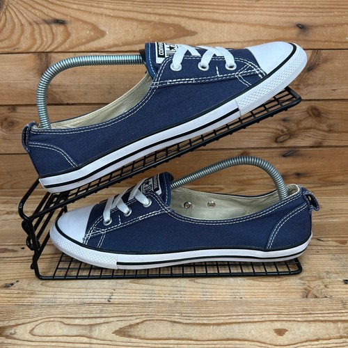 Converse Trainers Womens Size UK 7 Chucks Ballerina Blue Canvas Flats Shoes CT