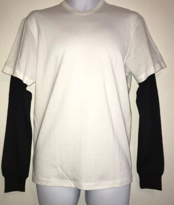 Dsquared2 Double Long Sleeve Tshirts White & Black Size M 100% Cotton