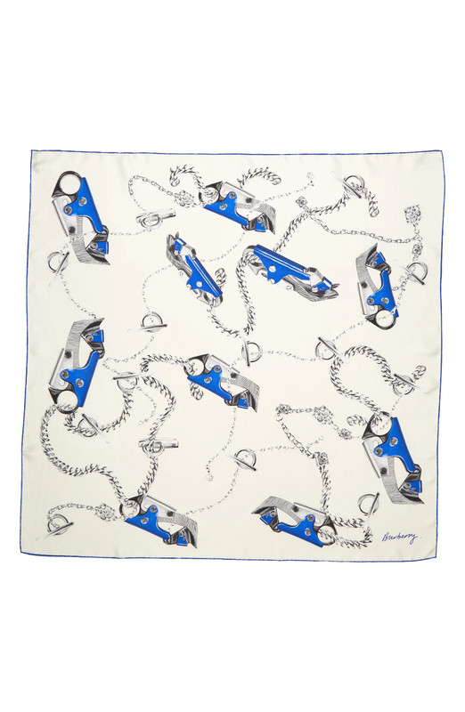 100% AUTHENTIC NEW WOMEN BURBERRY KNIGHT HARDWARE PRINT SILK SCARF/WRAP