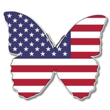 Butterfly USA Flag Car Laptop Phone Vinyl Sticker - SELECT SIZE