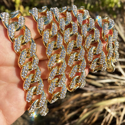 14K Gold Plated Puffed Cuban Iced 