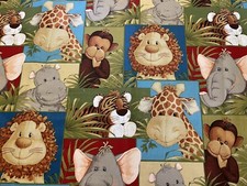 Jungle Baby Animals, Valance 43"W X 15"L Window Curtain Topper