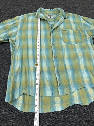 Rusty Vintage Rayon Short Sleeve Button Up Plaid Green Retro Shirt Men's Size M - Picture 10 of 10