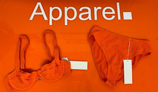 Arket Orange Bikini, Crinkle Wired Bikini Top&Pants Size 34B / 10,RRP £44, B130