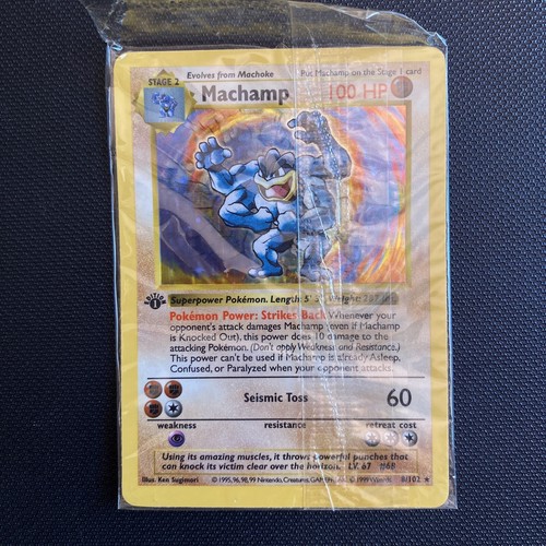 Pokemon Card SHADOWLESS SEALED 1st Edition Machamp Base Set Holo Rare 8/102