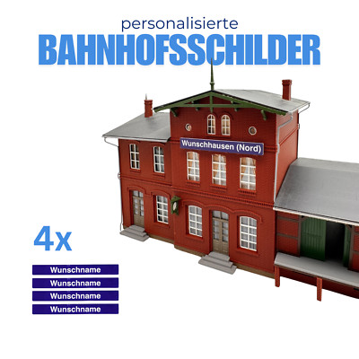 Bahnhofsschild Personalisiert H0   4er Set mit Wunschnamen -  3d Druck