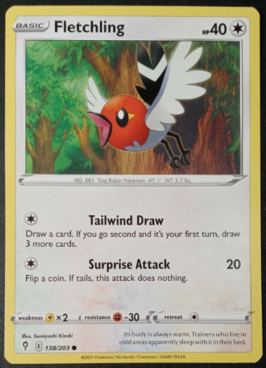 Pokemon - FLETCHLING 138/203  - Evolving Skies - New