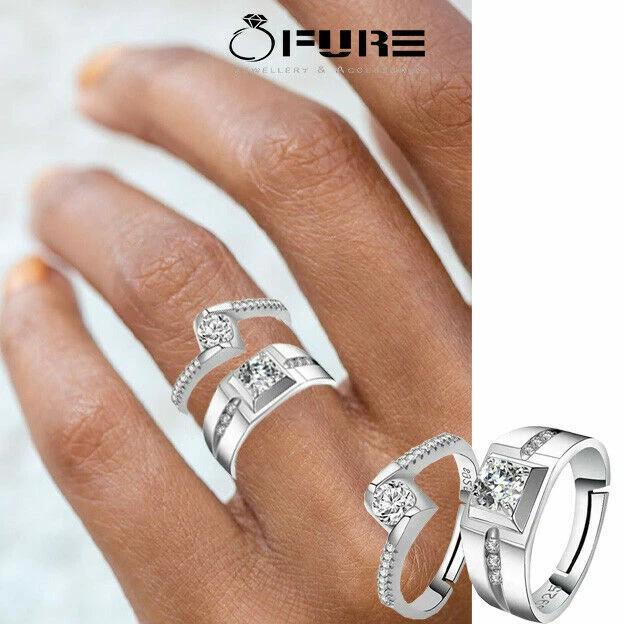 Sterling silver king and queen rings sale