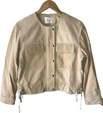 Parker Size Xs Tan 100% Lamb Leather Snap Jacket