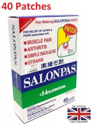 Salonpas Pain Relief Patch 40 Patch for Pain Relief (6.5cm x 4.2cm) UK STOCK