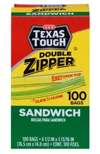 3 H‑E‑B Texas Tough Double Zipper Sandwich Bags 100 Ct