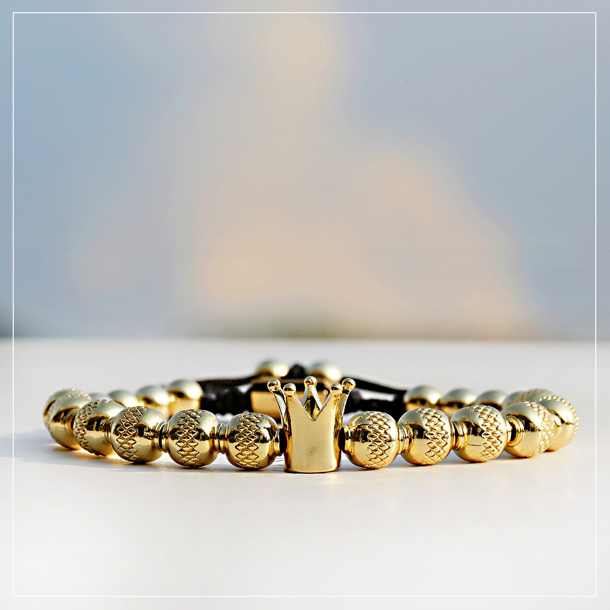 Adjustable Crown Bead Copper Bracelet - Stackable Jewelry Gift For Women & Men, 6.8-9.8 Inch