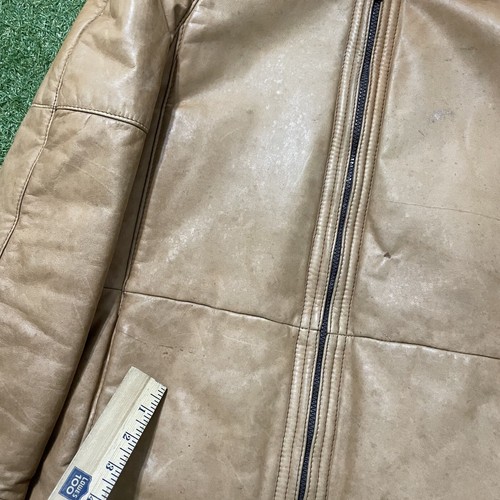 Vintage 80s 90s Temper Alfa Romeo Leather Jacket Medium M Beige Brown Brazil - Picture 16 of 22