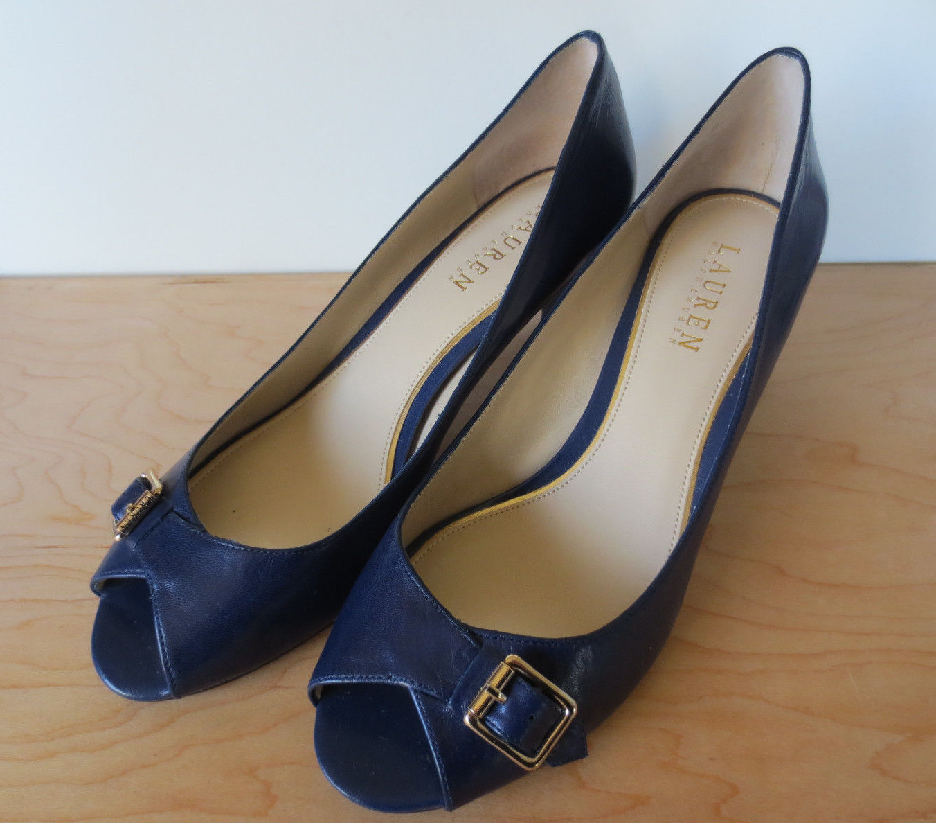 Lauren Ralph Lauren Blue Leather Peep 