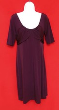 ANN TAYLOR Womens Eggplant Purple Boatneck Short Sleeve Stretch Jersey Dress 4 S