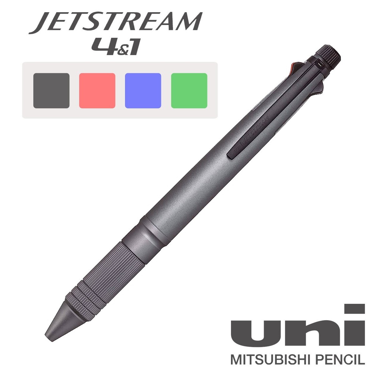 Mitsubishi Uni-Ball JET STREAM 4&1 Knurled Grip Ball Point Pen
