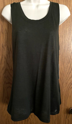 Balance Collection Heathered Dark Green Tank Top Sheer Women's Size XL NWT