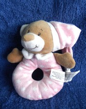 *2105* Teddytime bear خاتم rattle - وردي/cream - plush - 16cm