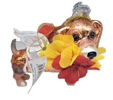 December Diamonds 79-80744 Dachshund Dog 4" Glass Christmas Ornament w/ Bow