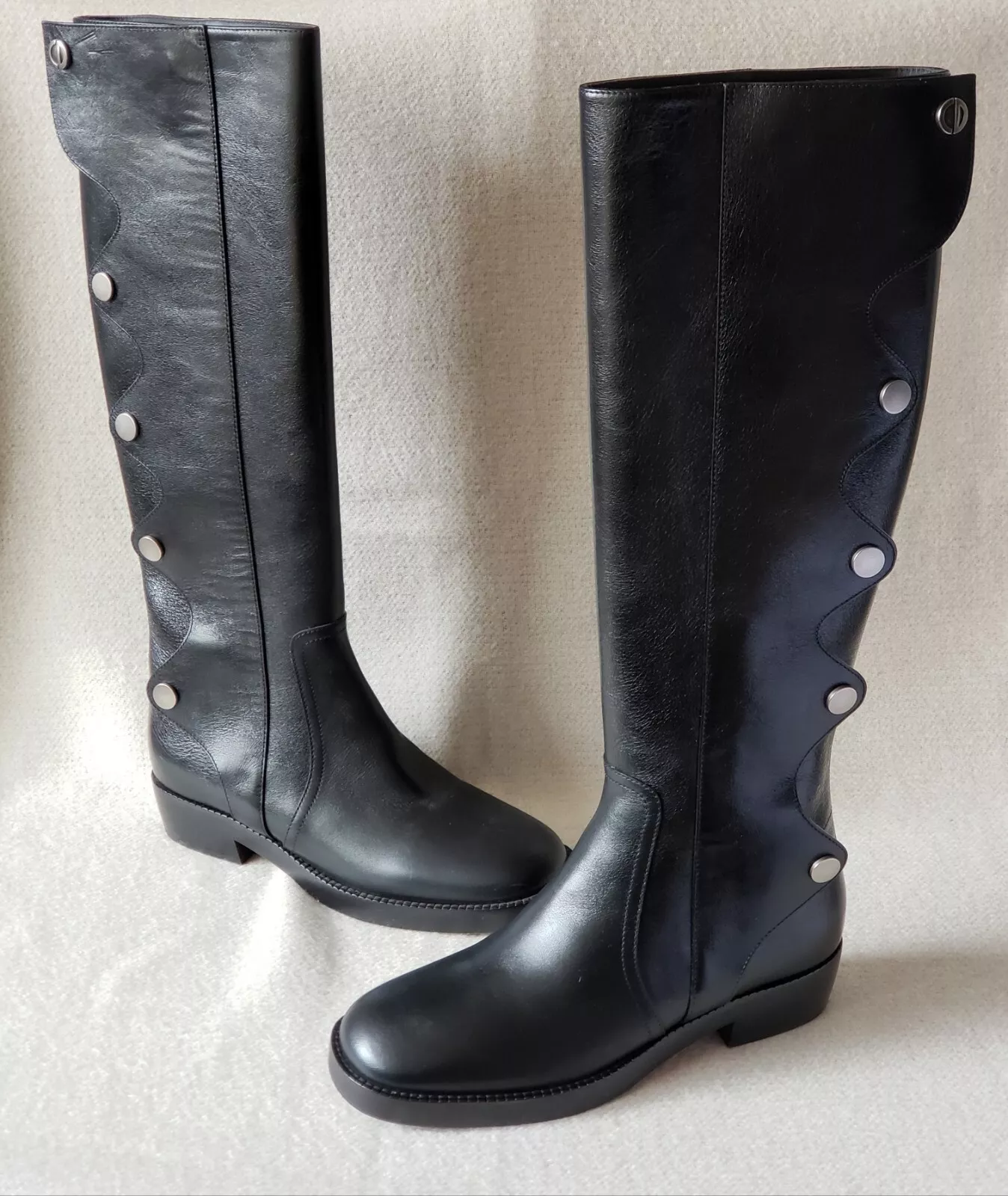 Christian Dior Rodeo 37 7 Diorodeo équitation grand cuir genou bottes noires