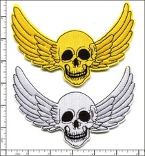 16 Pcs Embroidered Iron on patches Wing Skull Halloween 14.5x10cm AP021wA2