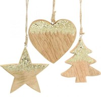 Weihnachtsdeko HolzanhäNger Stern Herz Baum, Adventsdeko, GläNzende