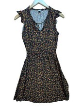 Old Navy Mini Sundress Womens XS Black Red Floral Ruffle Summer Casual