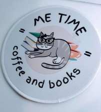Cat Kitten Coffee and books Mouse Pad Mat Office Desk Table Christmas Gift