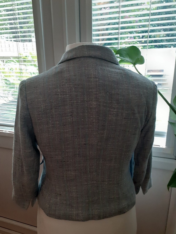 Ladies NEXT Size 18 Smart Grey/Pale blue check 3/4 sleeve Jacket eBay