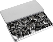 Mini Cookie Cutter Set, 30 Tiny Stainless Steel Cookie Stamps of Rectangle Sq...