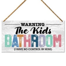 Kid's Bathroom Wood Sign Decor Kid's Bathroom Decoration Toilet Wall Restroom Do