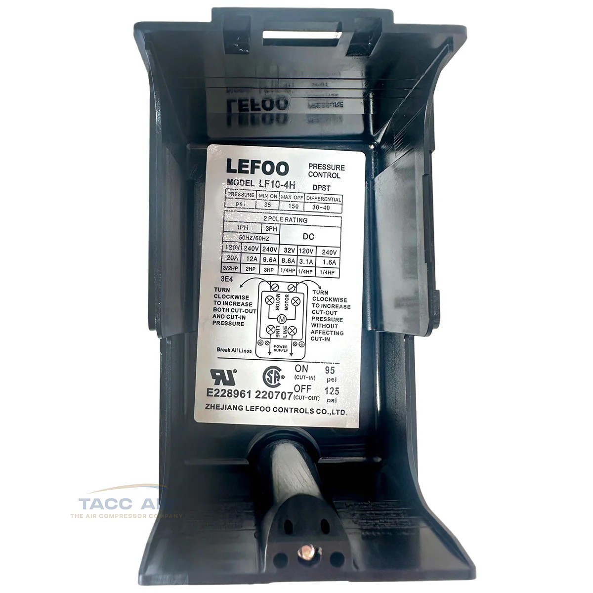 Lefoo 95-125 PSI Air Compressor Pressure Switch Control  1/4" Female NPT 4 Port