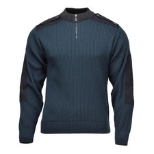 Authentic Netherlands Army Troyer Jumper Warm Quarter Zip Reinforced Blue