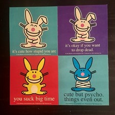 JIM BENTON BUNNY STICKERS LOT OF 4 C D VISIONARY VINTAGE HUMOR NOS