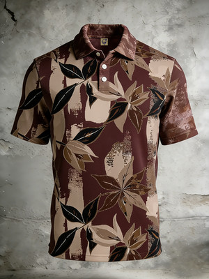 Gradient Tropical Leaf 3D Print Polo