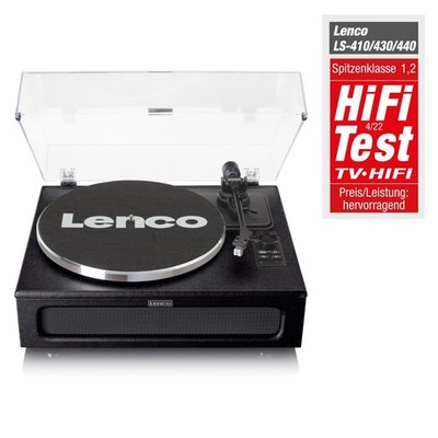 Lenco LS-430BK - Plattenspieler mit 4 eingebauten Lautsprechern - 40 Watt RMS -