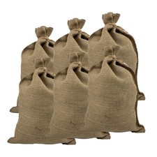 Large Burlap Sacks Natural Jute Storage Bags Reinforced Seams Heavy Duty 6 PCS