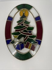 Stained Glass Christmas Tree Sun/Light Catcher Ornament   Gifts Oval Frame Large