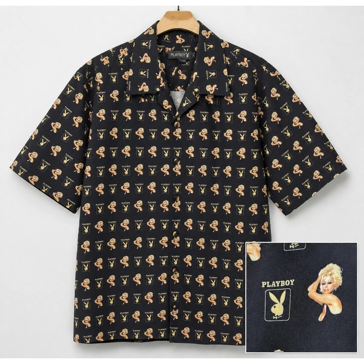 Playboy Short Sleeve Button-Up Casual Button-Down Shirts for Men
