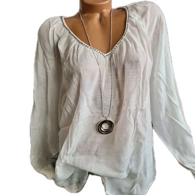 Zizzi Bluse Shirt Gr. 42 bis 46 weiß mit Pailletten Damen (1895) Oversize NEU