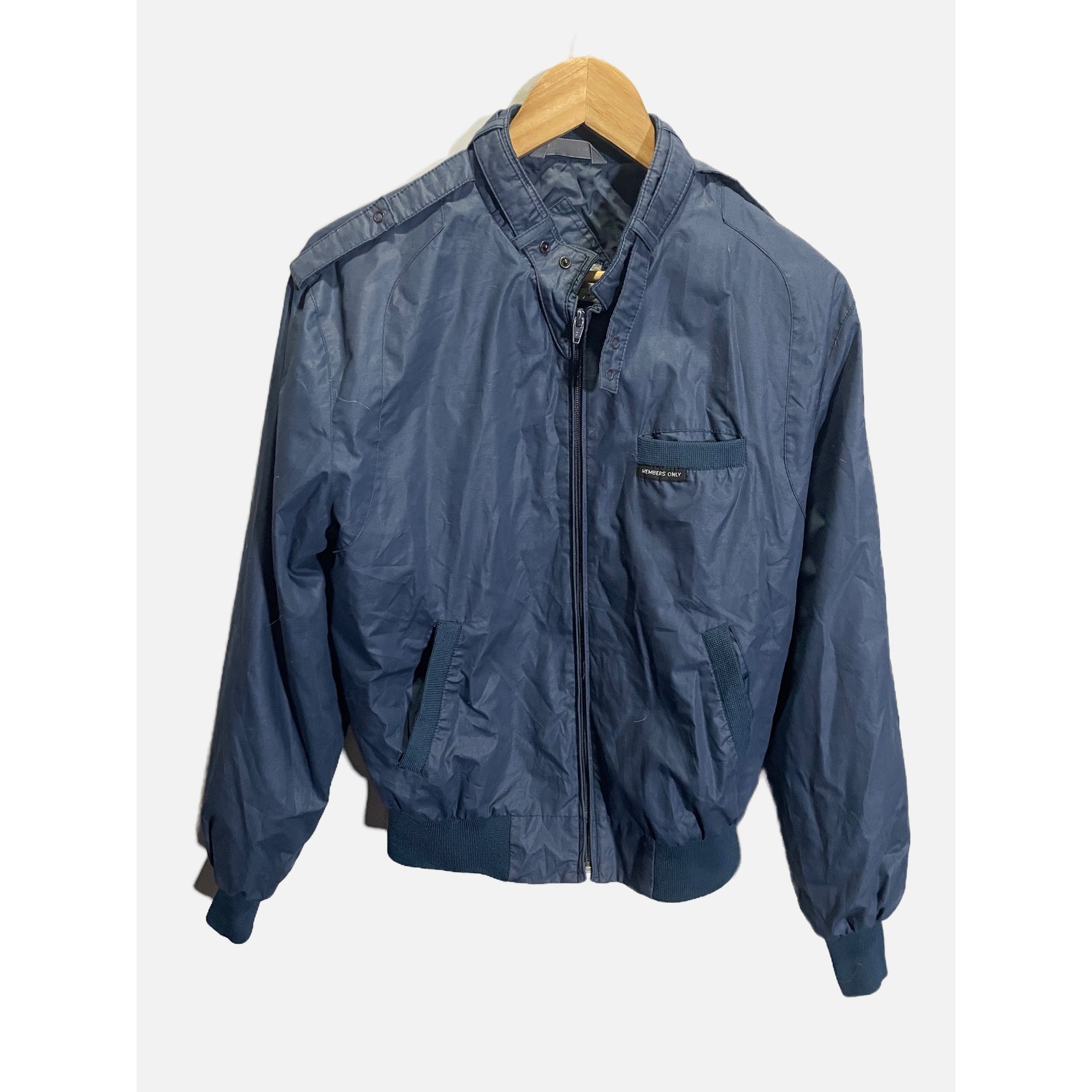 Vintage Members Only Jacket Navy Blue Racer Windbreaker Mens Size 40 Retro 80s
