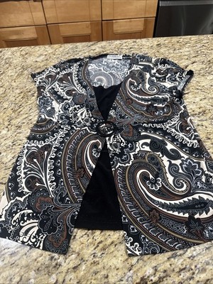 Claudia Richard Blouse Womens Medium Brown and Black Sleeveless Nice Cpix