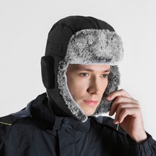 Winter Military Aviator Hat Warm Russian Ushanka Hat with Fur Ear Flaps Ski Cap