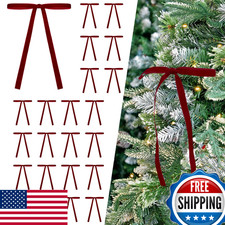 24 Dark Red Velvet Bows Christmas Tree Ornaments Vintage Wine Burgundy 5x7"