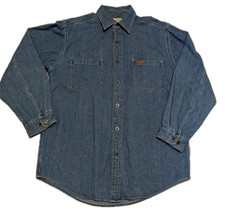 Carhartt Men's Size M Vintage 100 Cotton Blue Denim Button Up Shirt S97STW L/S
