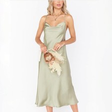 NWT Show Me Your Mumu Verona Cowl Midi Slip Dress - Olive Green - Size S