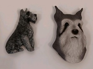 Lot of 2 Gray Schnauzer Refrigerator Magnets 3D Dog Terrier